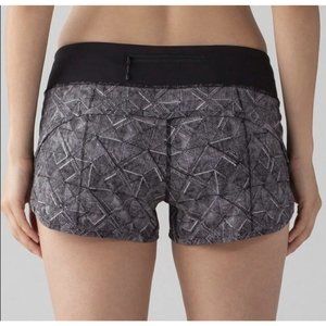 lululemon athletica Women’s Black & Gray Patterned Athletic Shorts